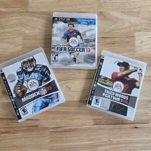 PlayStation 3 bundle fifa soccer 13, Madden nfl 08, Tiger woods pga Tour 08